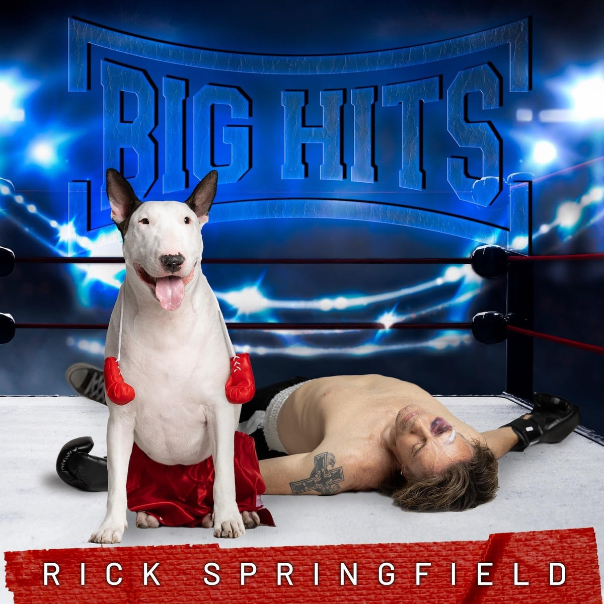 CD cover: Rick Springfield with a dog in a boxing ring.