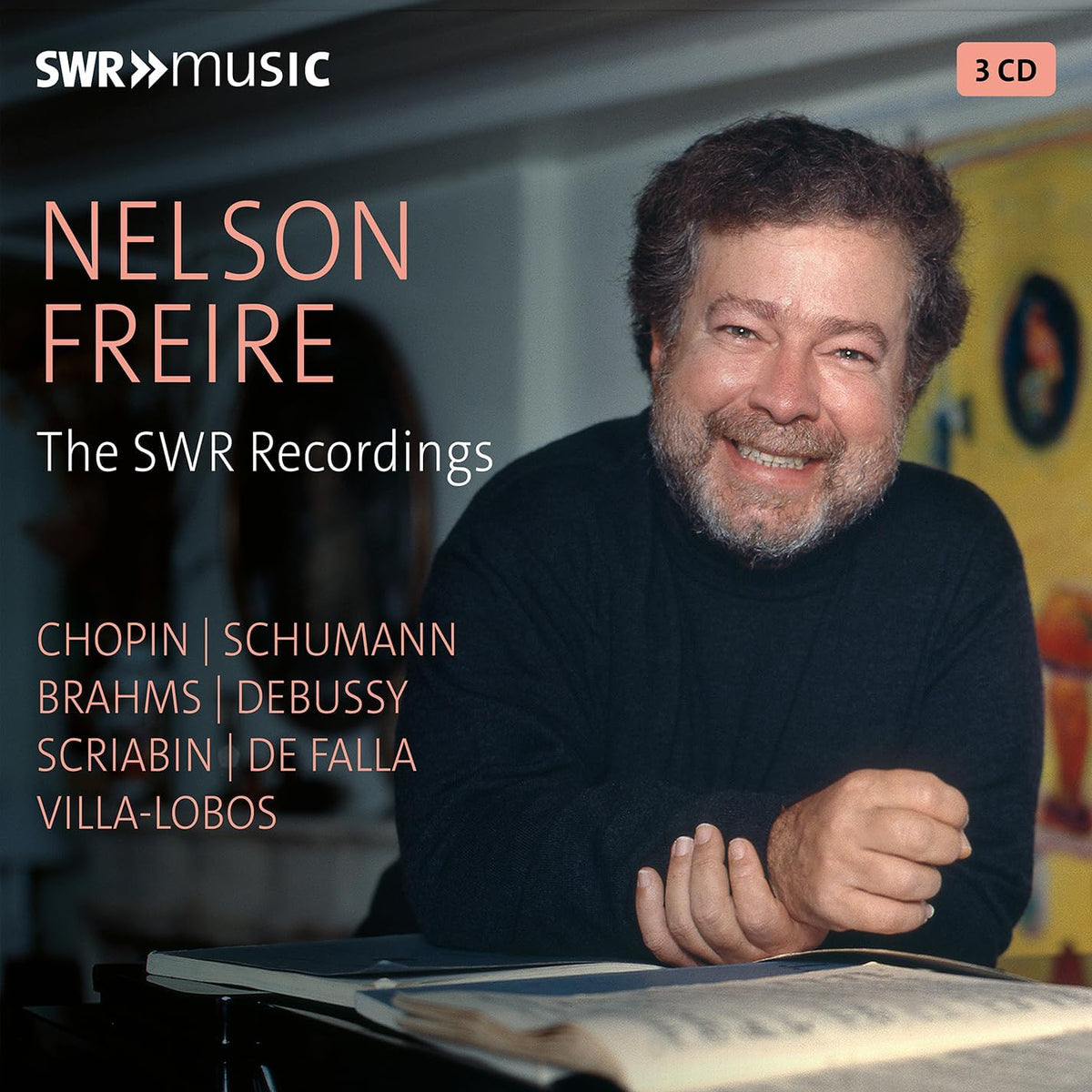 CD cover for Nelson Freire’s “The SWR Recordings” with pianist portrait.