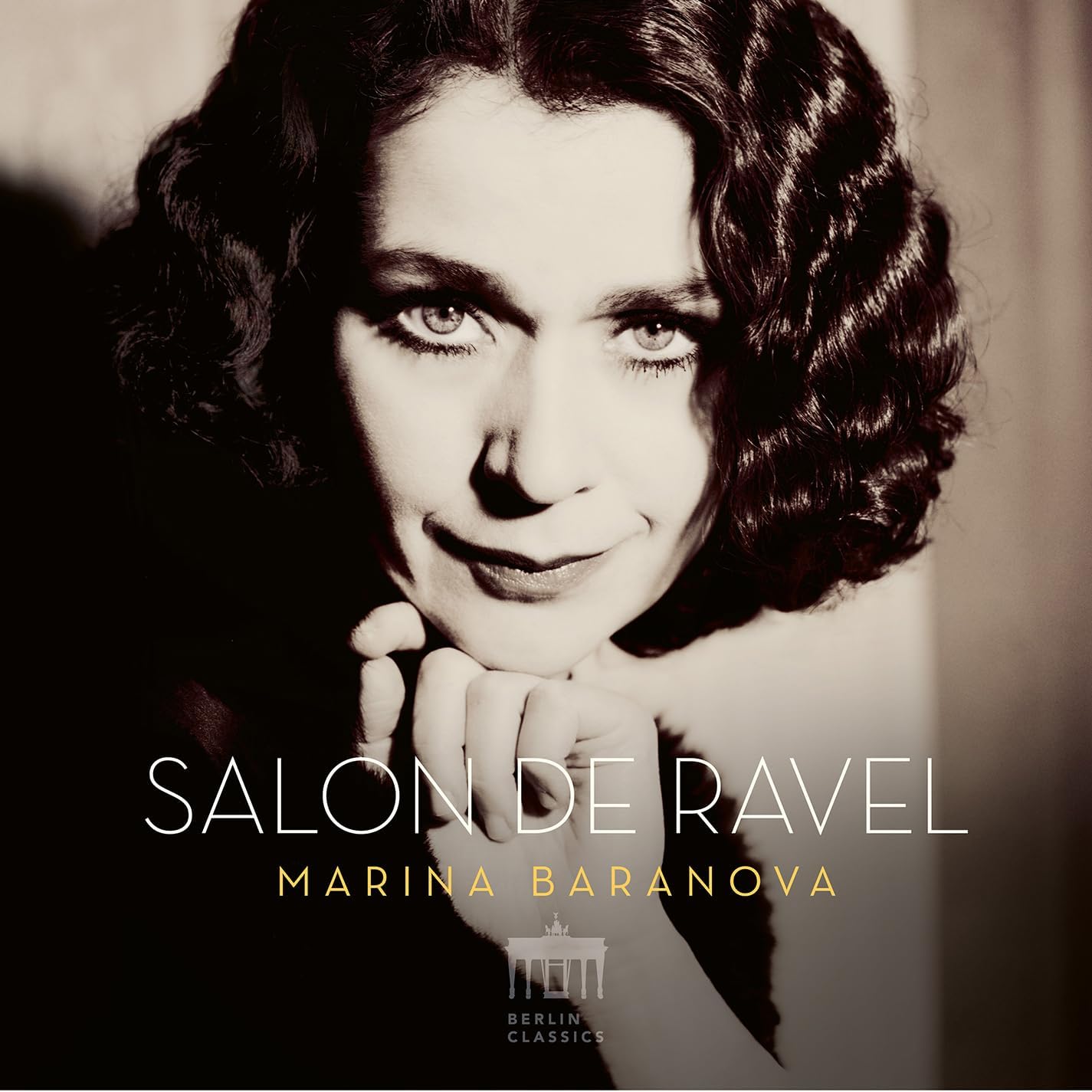 Black and white portrait of Marina Baranova, CD cover for "Salon De Ravel".