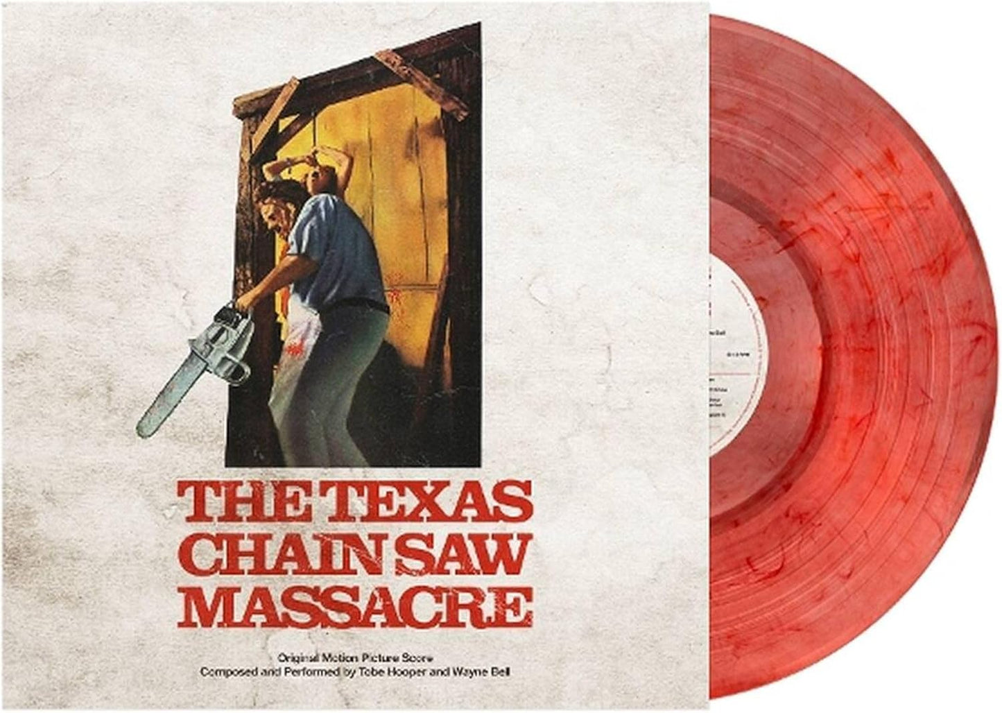 “The Texas Chain Saw Massacre” soundtrack coloured vinyl record with film cover.