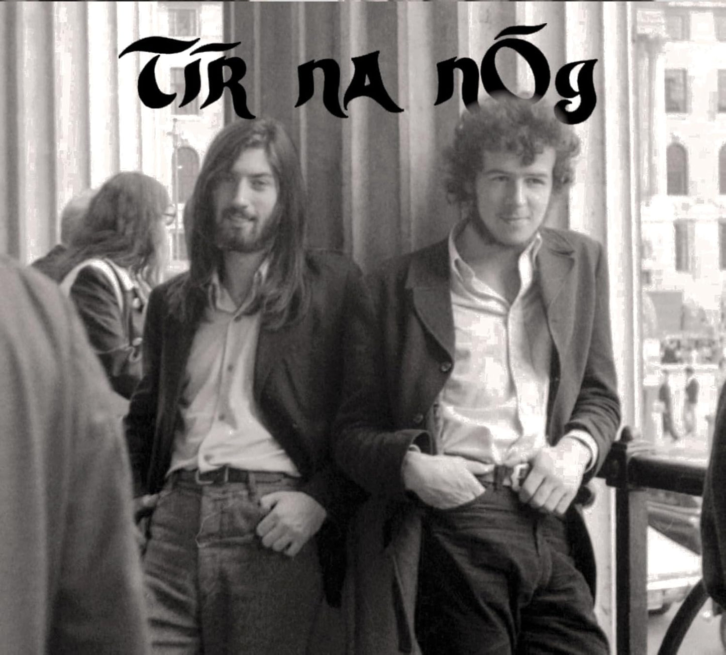 Black and white CD cover featuring two men with long hair.
