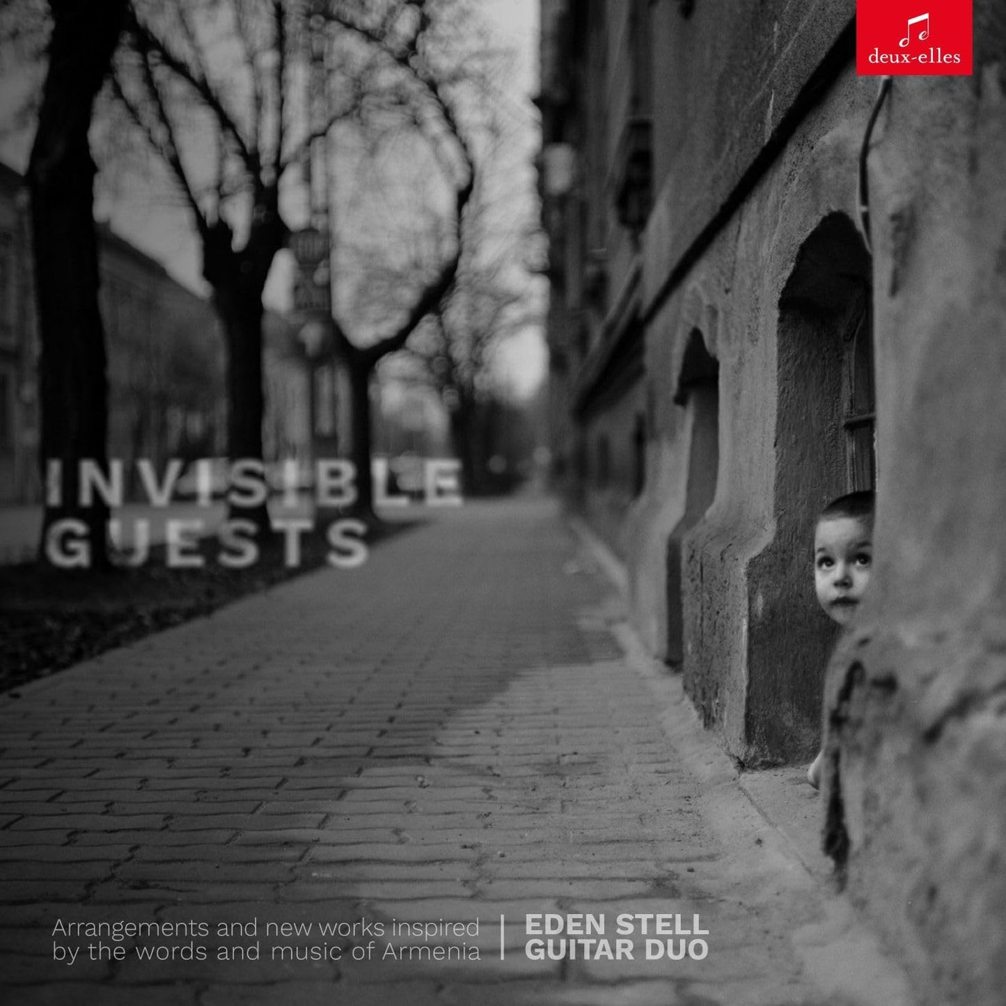 CD cover: grayscale street scene with a child peeking from a doorway.