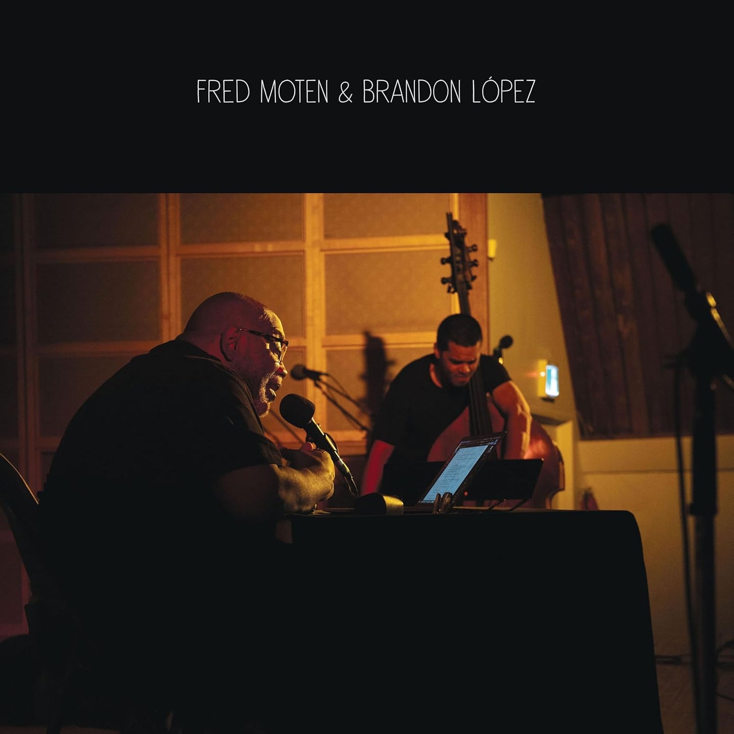 Album cover featuring two musicians performing with instruments and microphones.