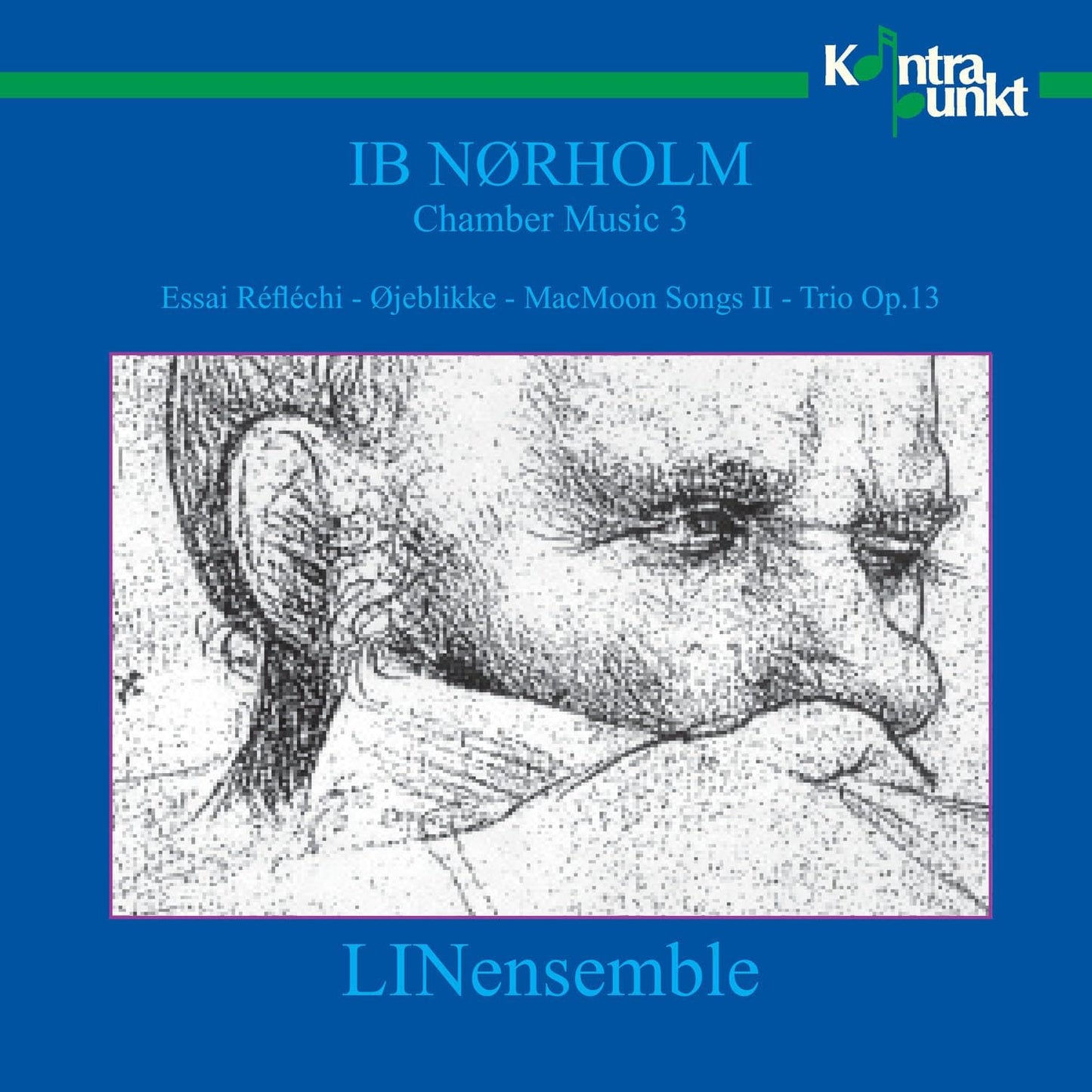 CD cover: sketched portrait of a man, blue and green color scheme.