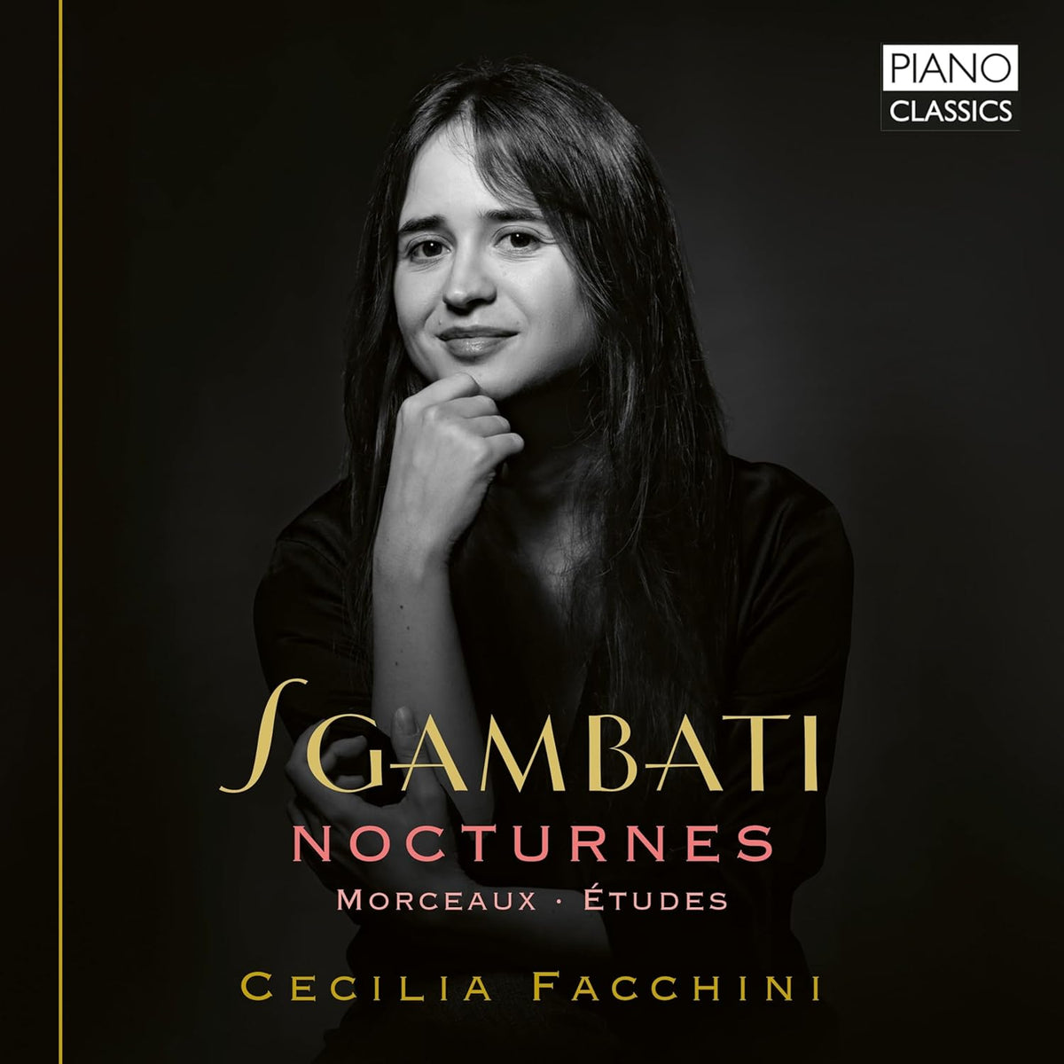 CD cover featuring pianist Cecilia Facchini, dark background, gold text.