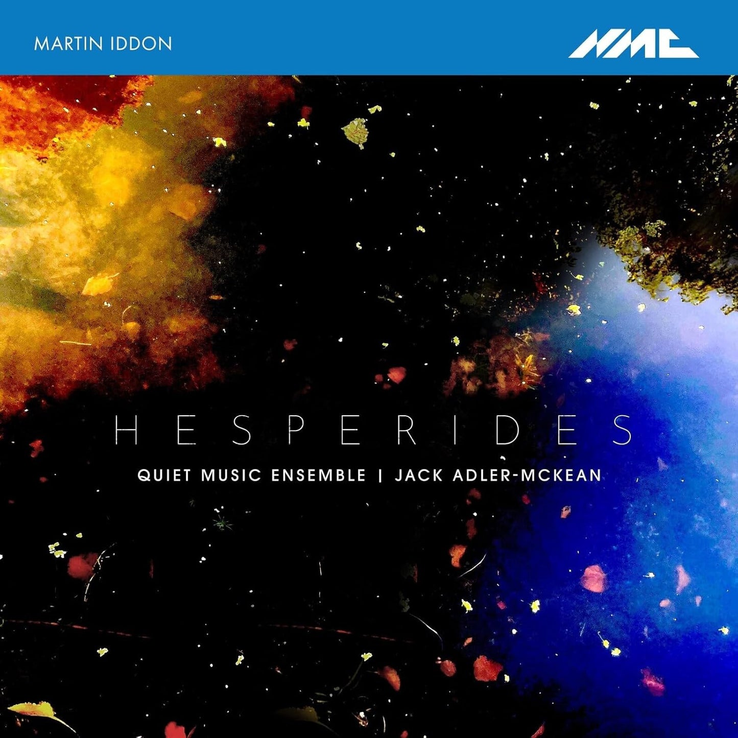 CD cover for "Hesperides" by Martin Iddon, with a colorful, starry nebula.