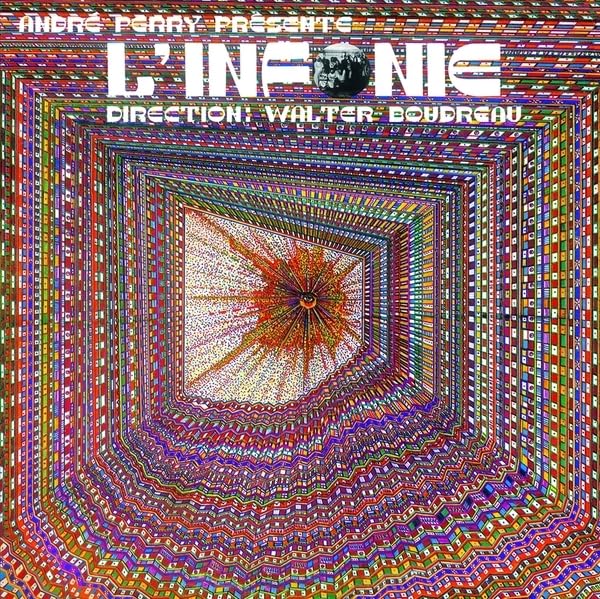 Vinyl record cover: abstract, colorful fractal design with a central eye.