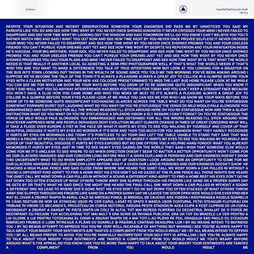 Vinyl record cover for Lust For Youth, featuring text and abstract imagery.