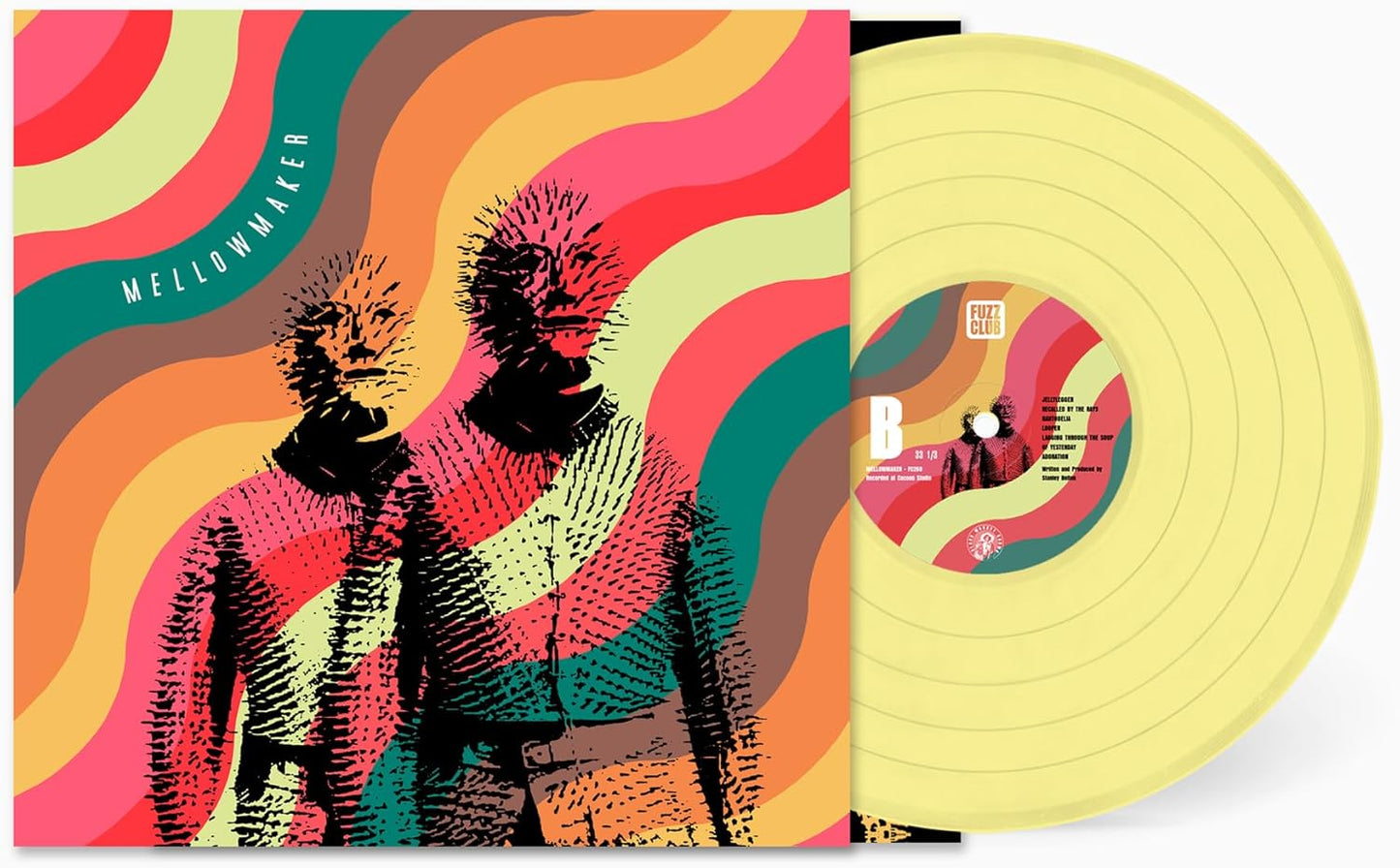 Vinyl record with psychedelic cover art featuring a stylized portrait.