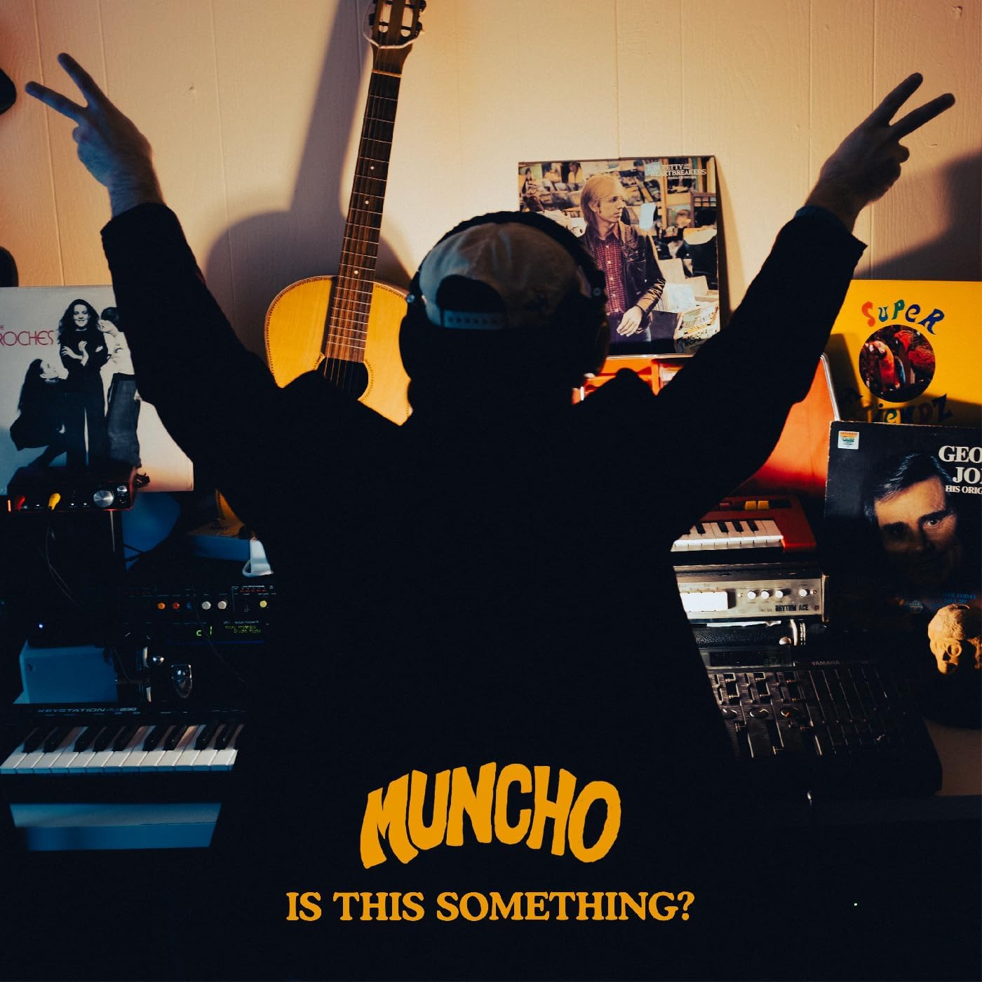 Vinyl record cover featuring a silhouetted figure with raised hands.