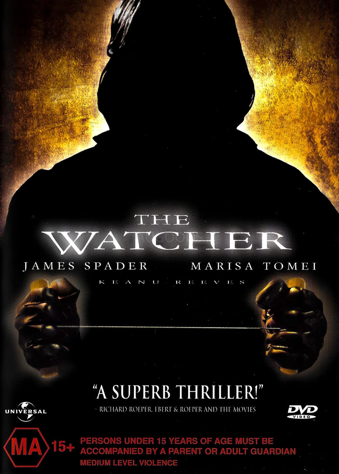DVD cover for "The Watcher" featuring James Spader and Keanu Reeves.