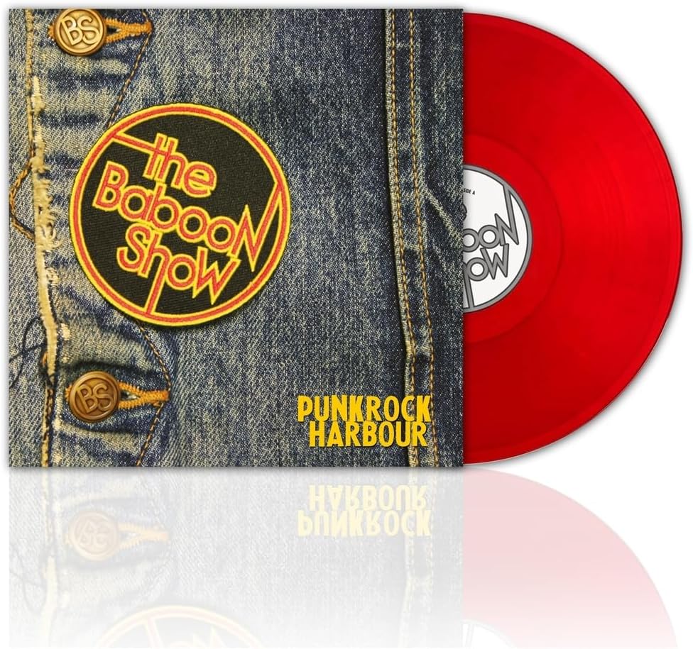 Vinyl record for "The Baboon Show" with red and denim cover art.