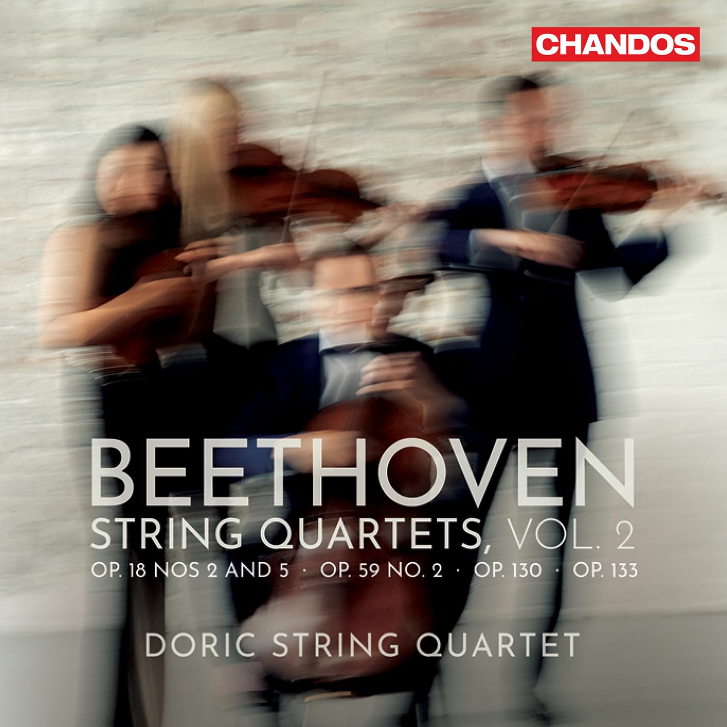 CD cover featuring blurred musicians and text: “Beethoven String Quartets, Vol. 2”.