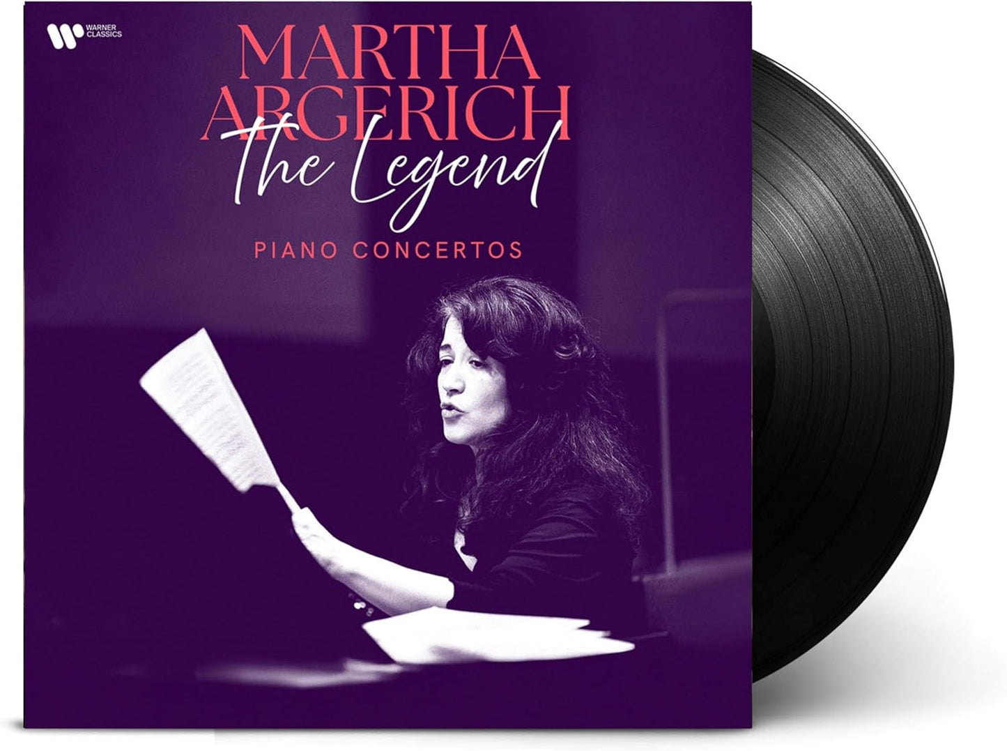 Vinyl record cover featuring pianist Martha Argerich in purple tones.