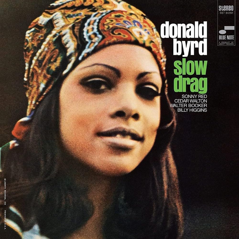 CD cover: Donald Byrd’s “Slow Drag” album with a portrait of a man.