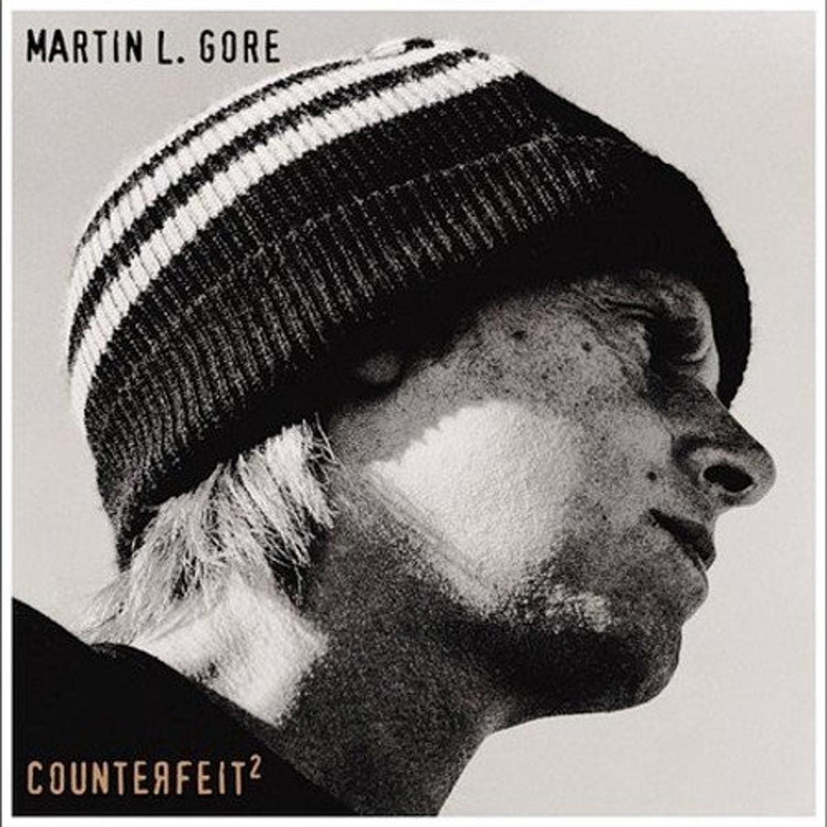 Martin L. Gore’s “Counterfeit 2” CD cover, black and white portrait.