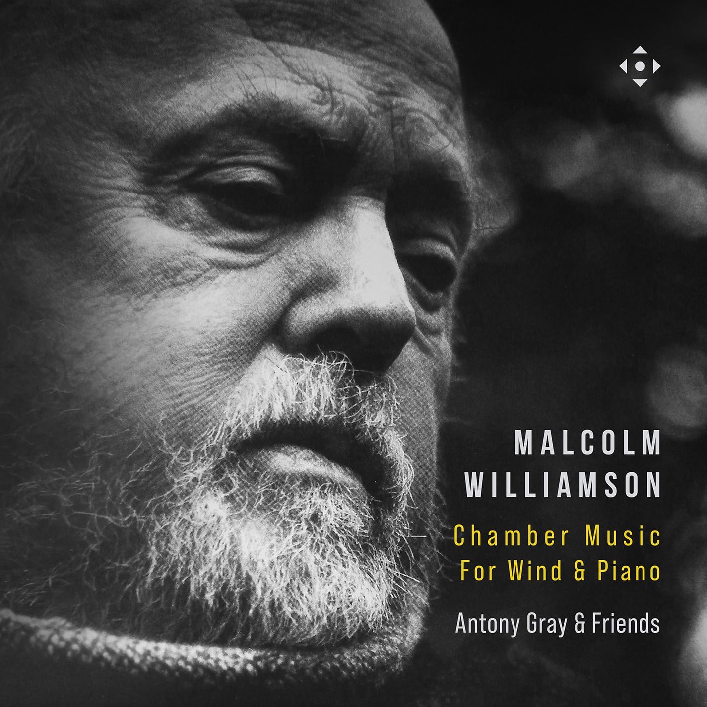 Black and white portrait of Malcolm Williamson with album title text.