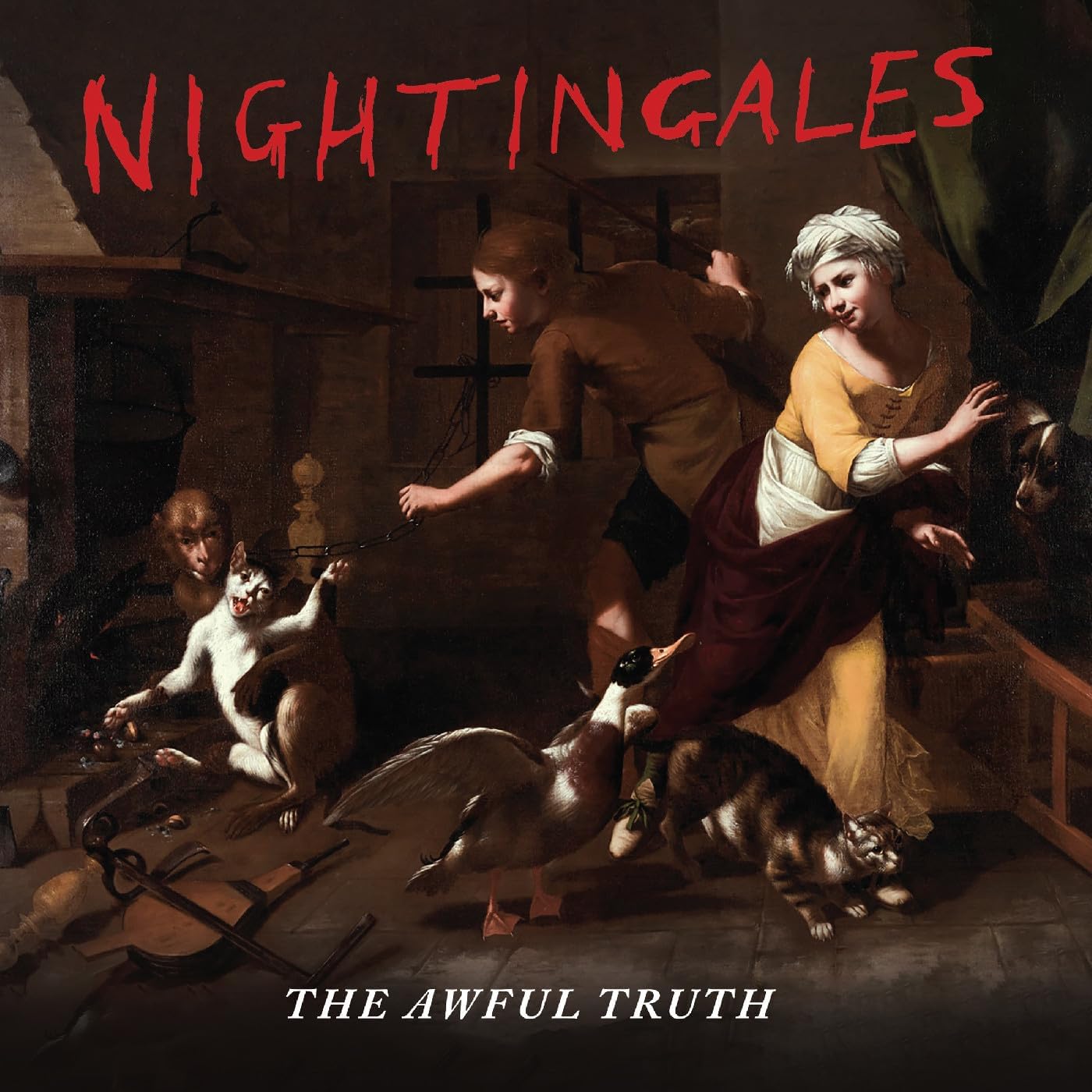CD cover for The Nightingales’ “The Awful Truth” featuring a painted scene.