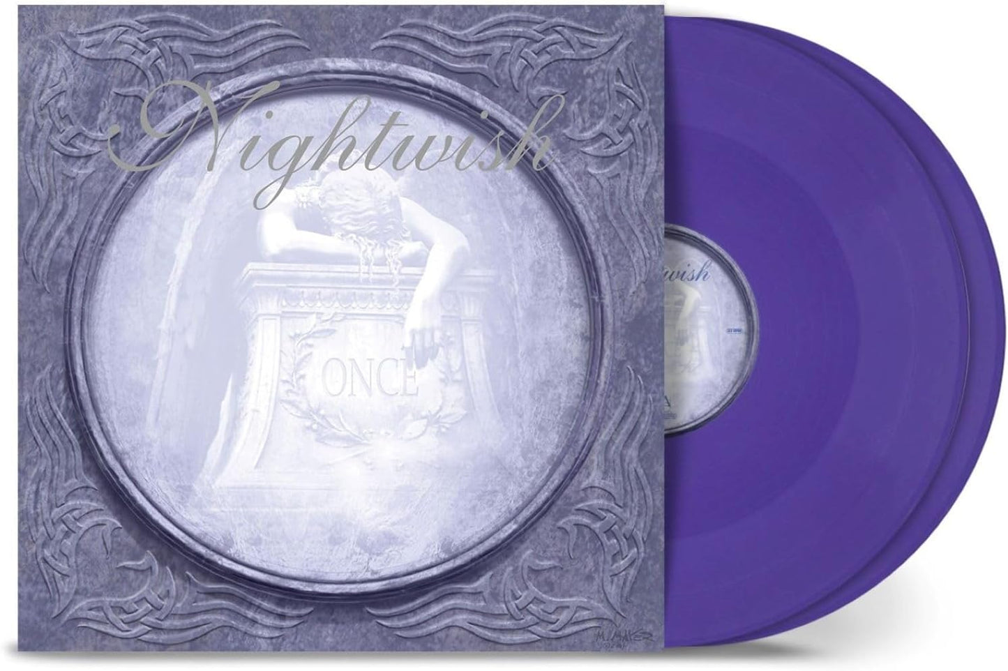 Nightwish “Once” remastered vinyl record with purple disc and ornate cover.