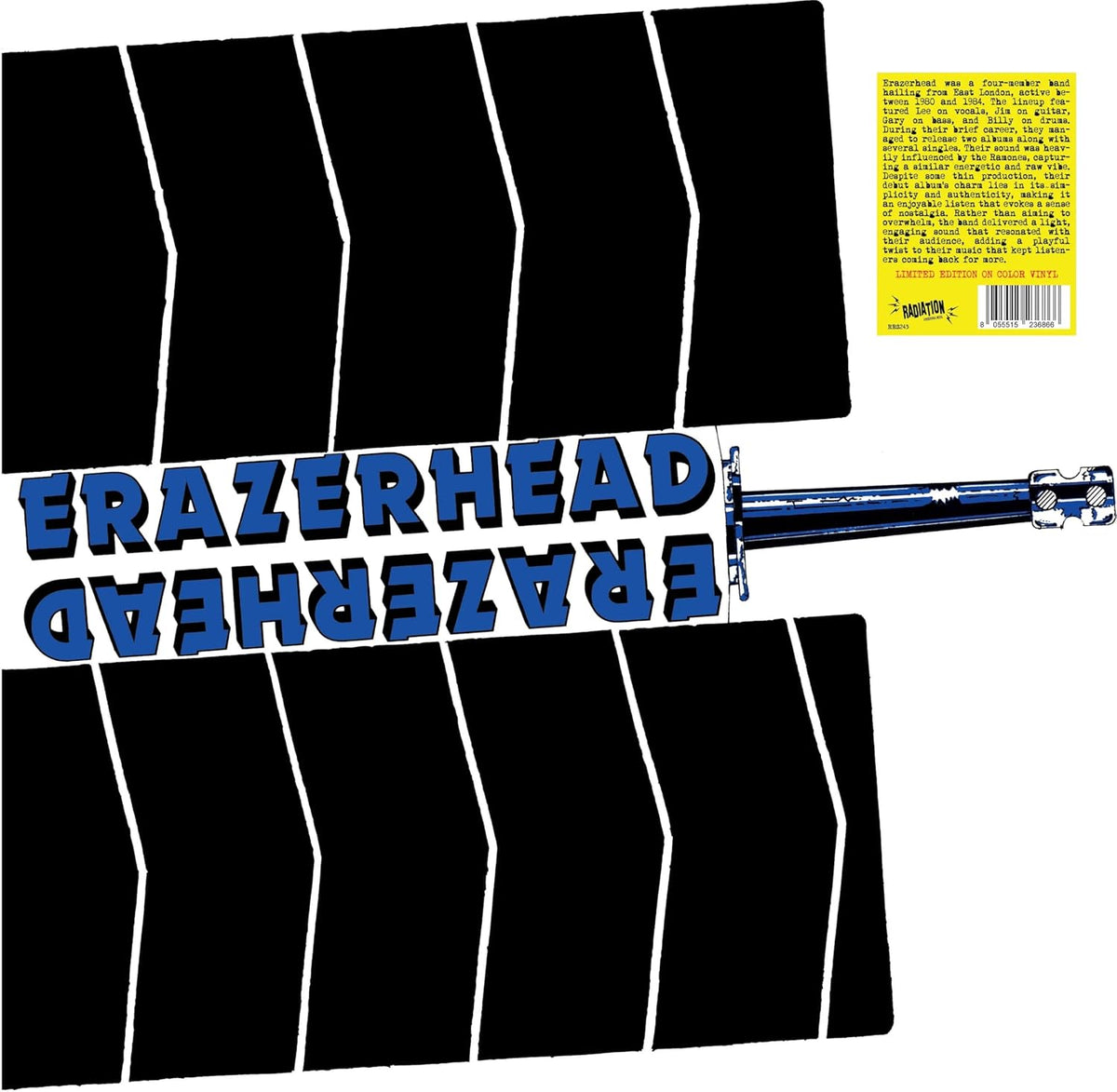 Coloured vinyl record for Erazerheadās āThe Rumble Of The East,ā featuring band imagery.