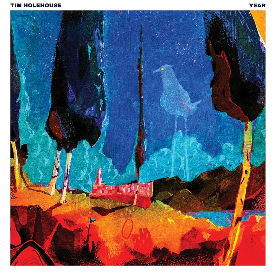 CD cover: Abstract blue and orange painting with a bird.