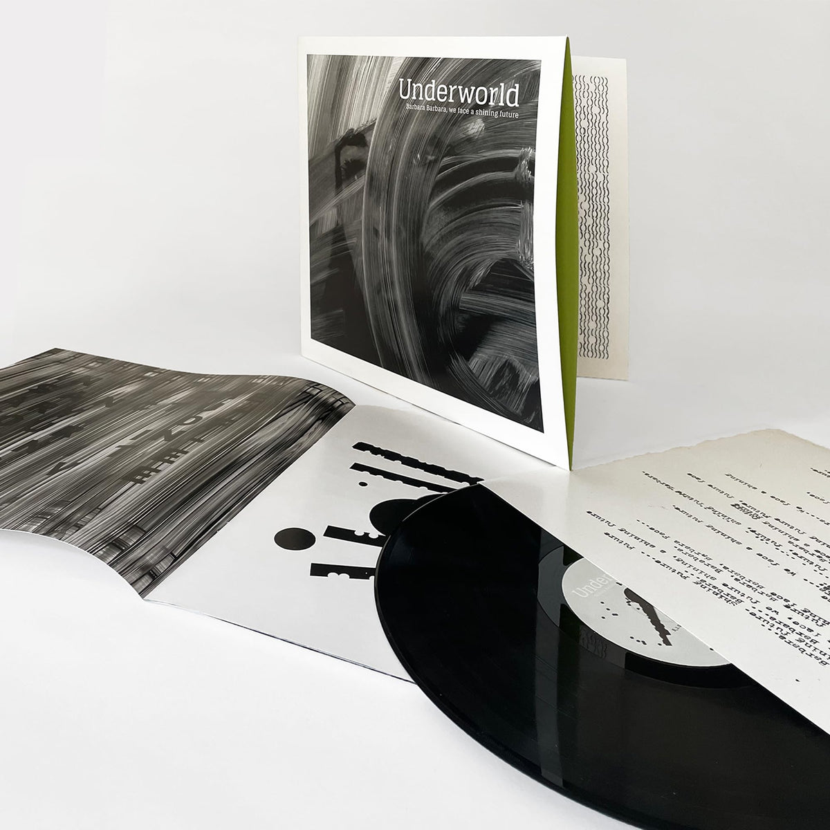 Underworld album āBarbara Barbaraā vinyl record with abstract black and white cover.