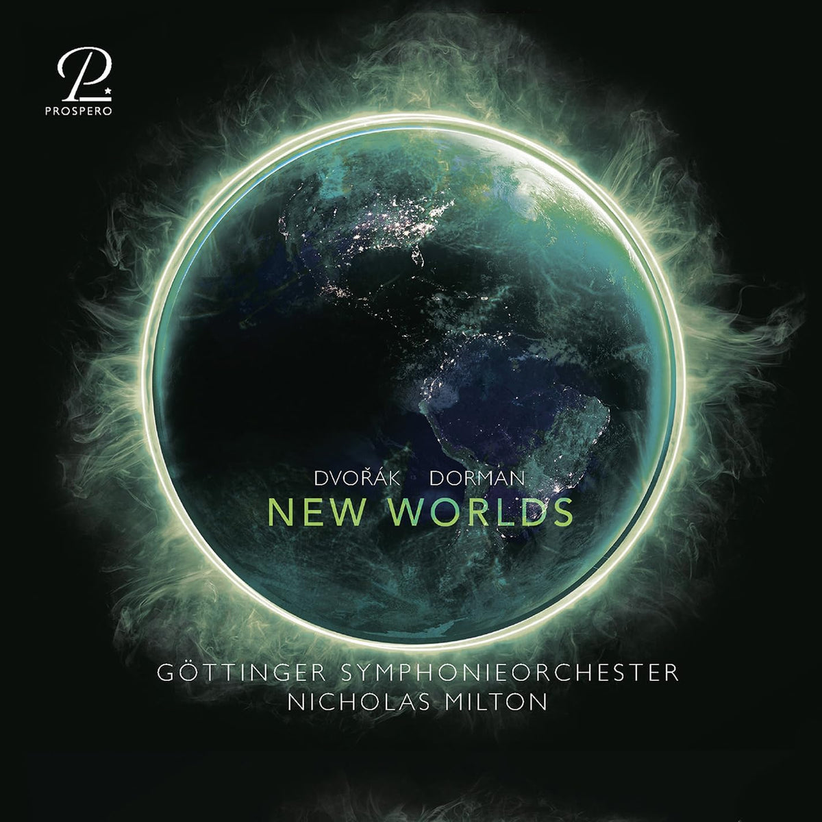 CD cover: Earth viewed through a glowing ring, titled "New Worlds".