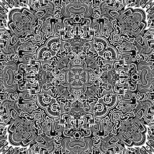 Black and white intricate mandala pattern, album art for Dub FX’s “Infinite Reflection.”