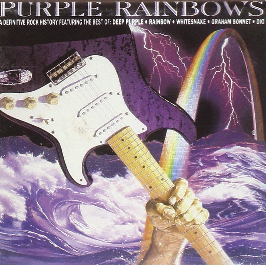 CD cover for Deep Purple’s “Purple Rainbows” featuring a guitar and stormy sky.