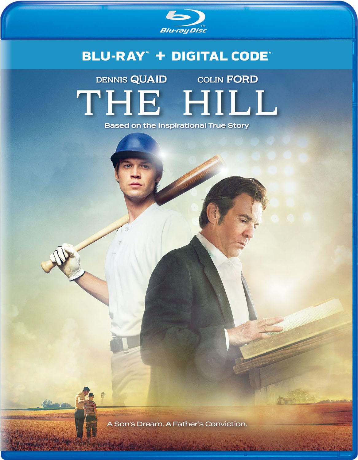 Blu-ray cover for "The Hill" featuring Dennis Quaid and Colin Ford.