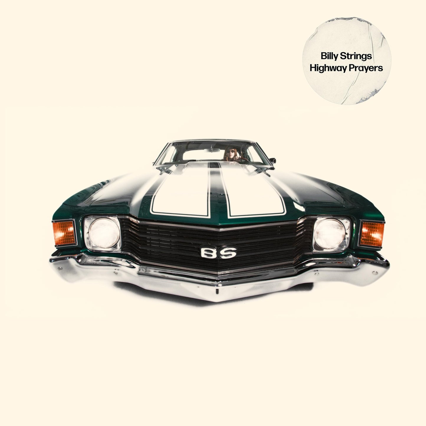 Billy Strings “Highway Prayers” CD cover with a vintage green car.