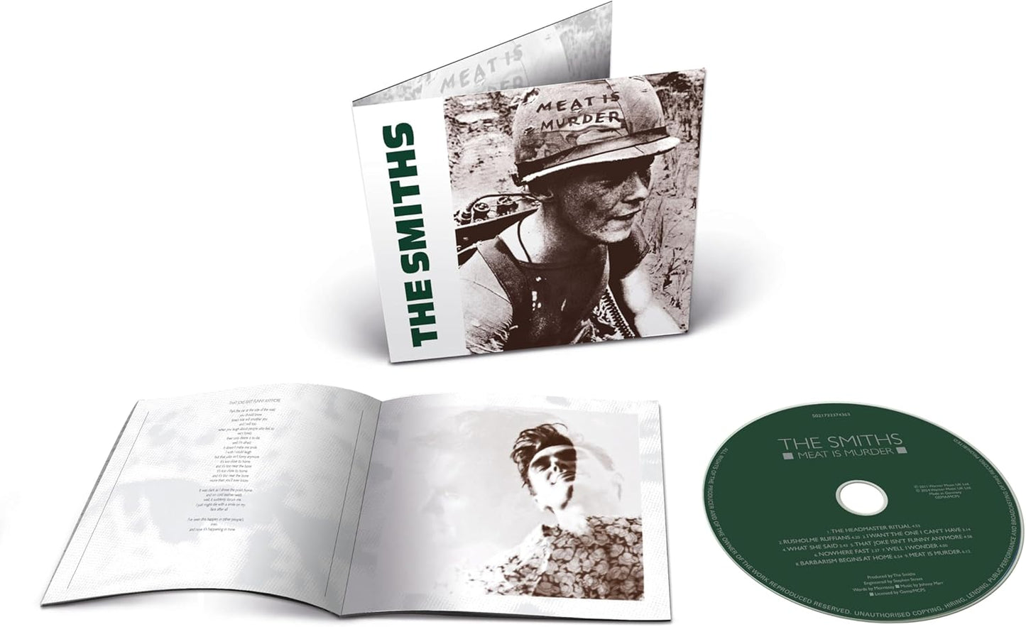 The Smiths’ “Meat Is Murder” CD open case with booklet and disc.