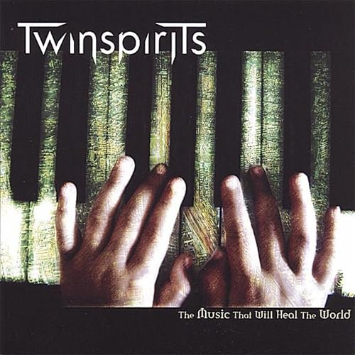 CD cover with hands playing a piano, text “Twinspirits” and title.