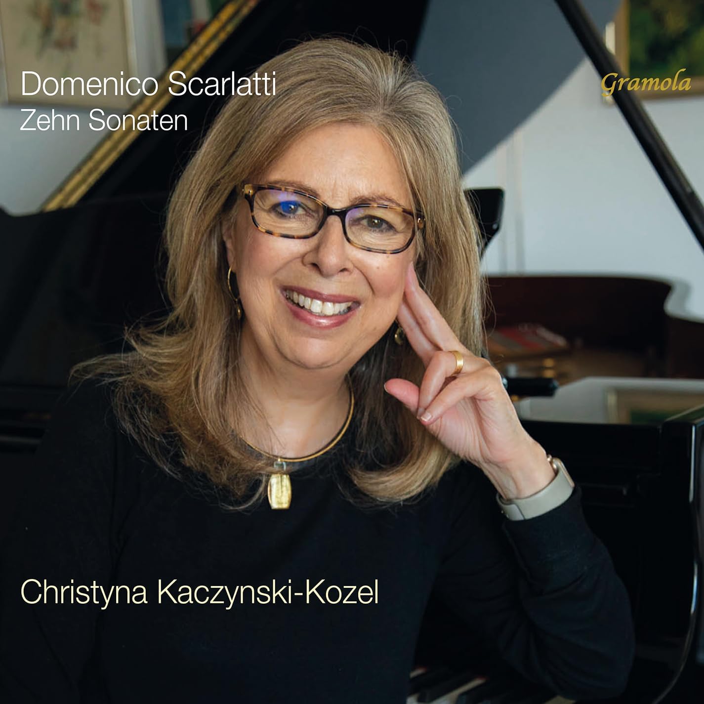CD cover featuring pianist Christyna Kaczynski-Kozel and text “Scarlatti”.