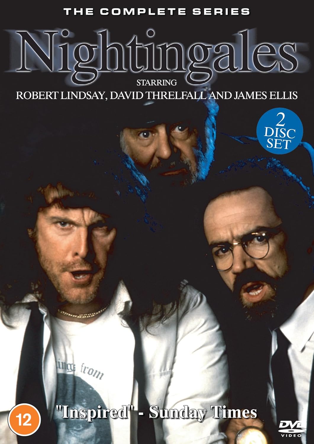 DVD cover for Nightingales featuring Robert Lindsay, David Threlfall, and James Ellis.