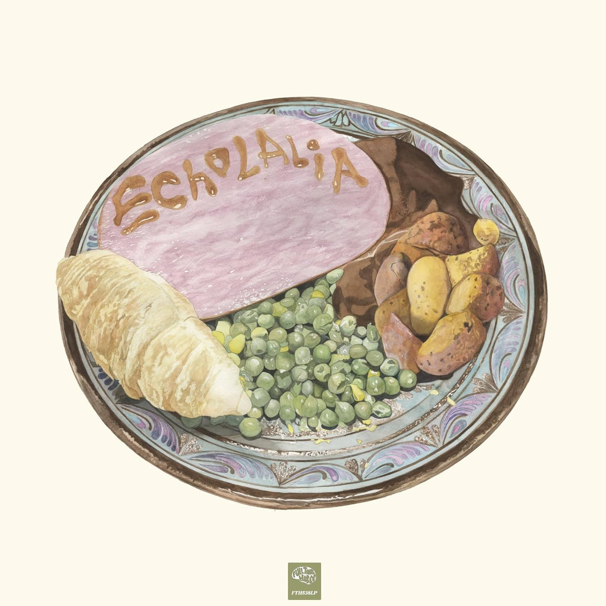 CD cover: painted plate with meat, peas, potatoes, and pastry.