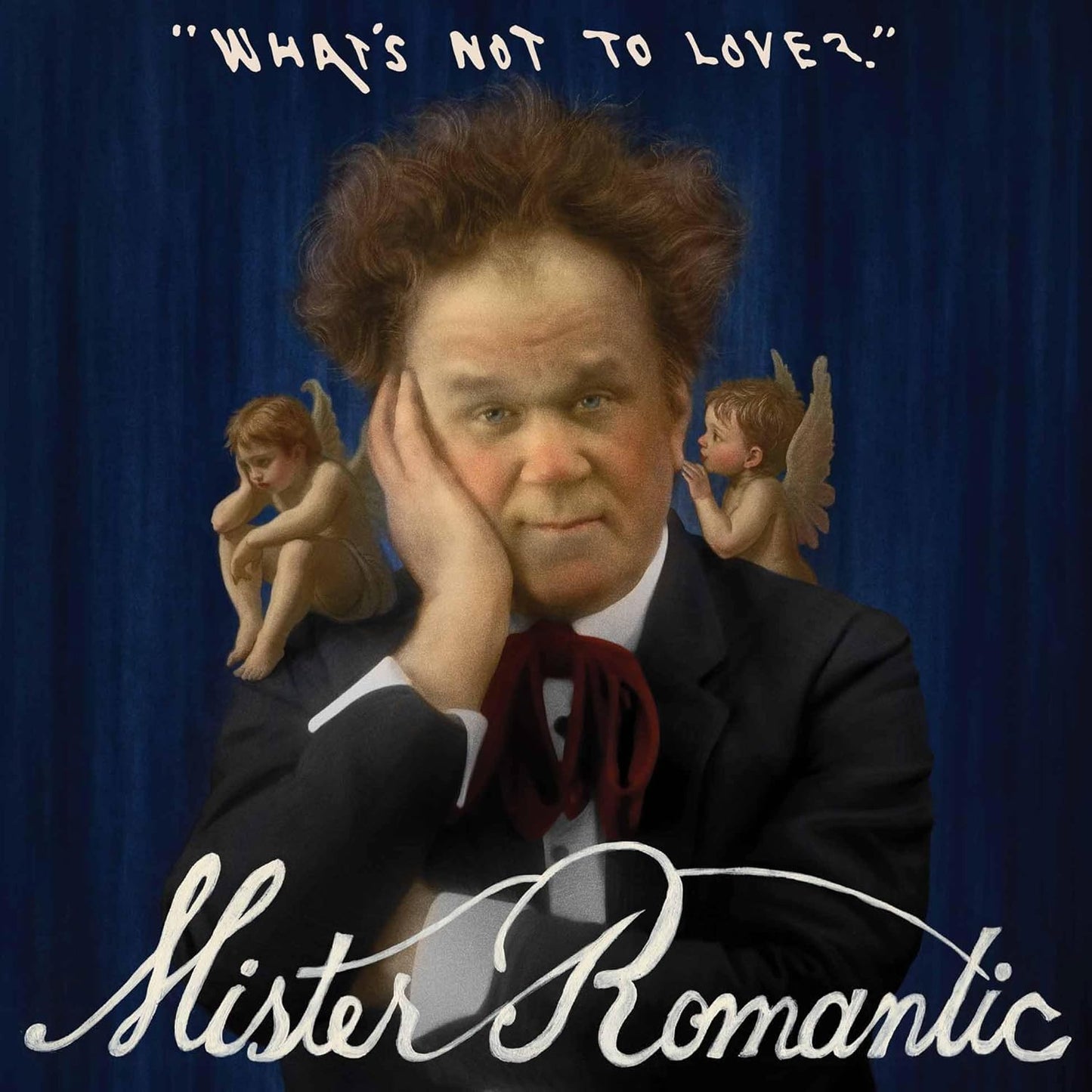 Album cover: Man with cherubs, ornate script reading "Mister Romantic".