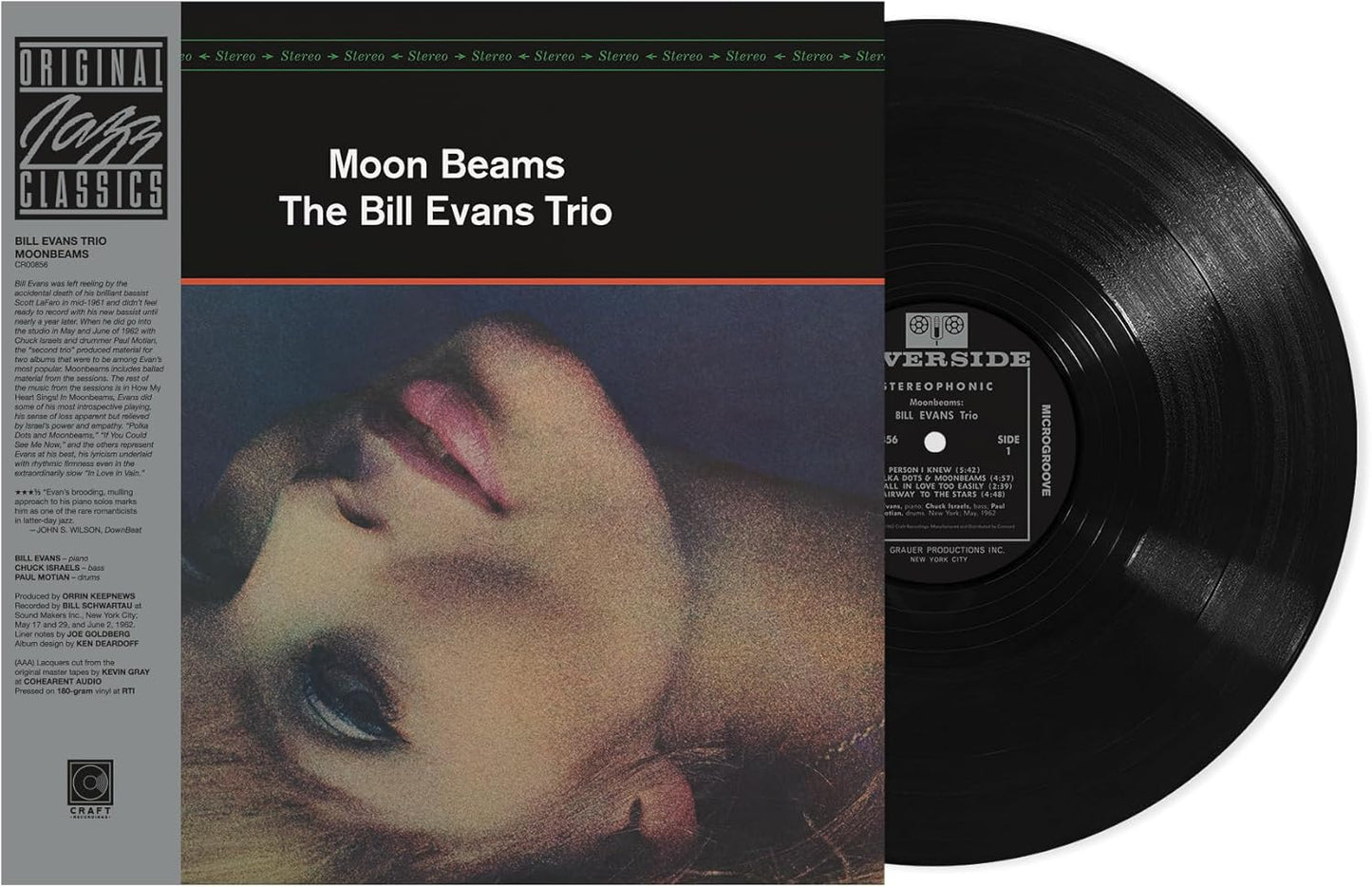 Vinyl record of Bill Evans Trio’s “Moon Beams” with orange and black cover.