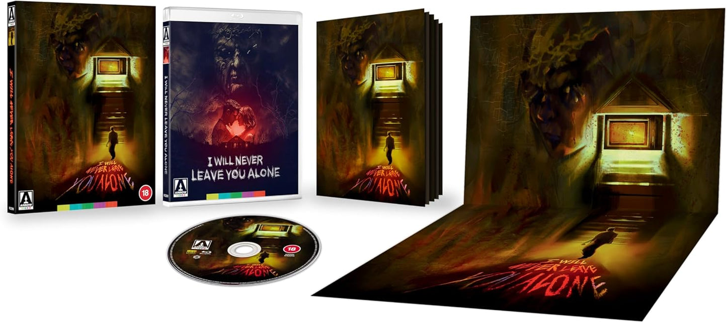 Blu-ray set for I Will Never Leave You Alone featuring dark, illustrated horror artwork.