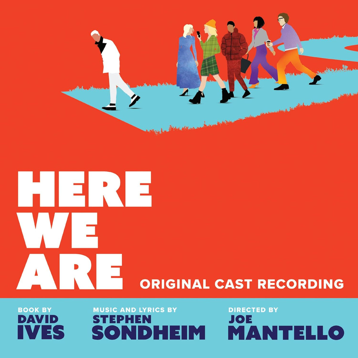 CD cover for Stephen Sondheim’s “Here We Are” with illustrated figures.
