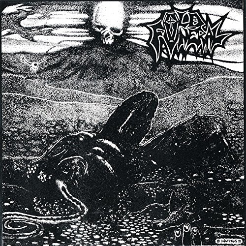 Black and white album cover with skull, spider, and distorted figures.