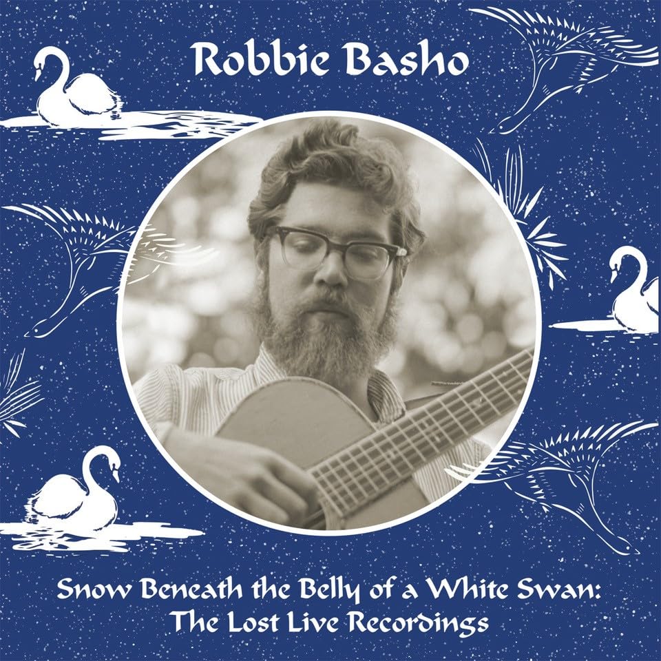 Album cover featuring a bearded man playing guitar inside a circle on blue background.