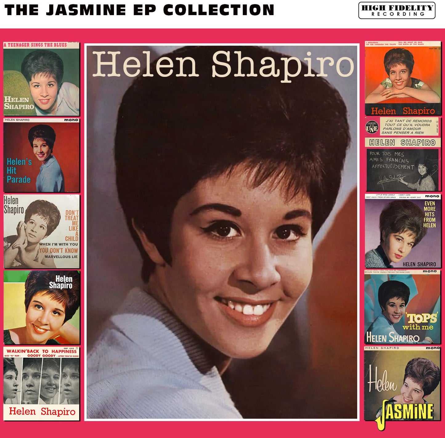 CD cover for Helen Shapiro’s “The Jasmine EP Collection” with vintage photos.