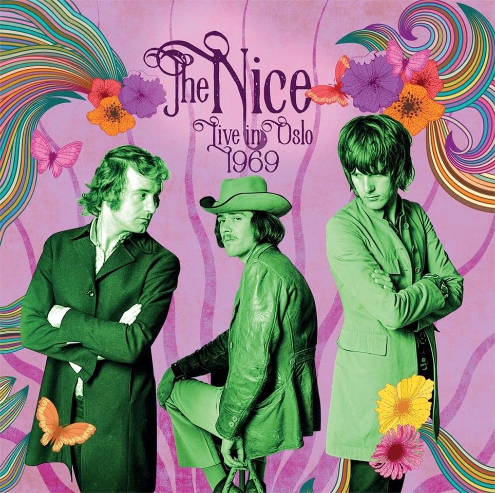Album cover for The Nice’s “Live in Oslo 1969” featuring three men.