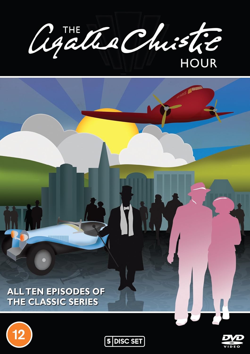 DVD cover for "The Agatha Christie Hour" with a vintage travel scene.