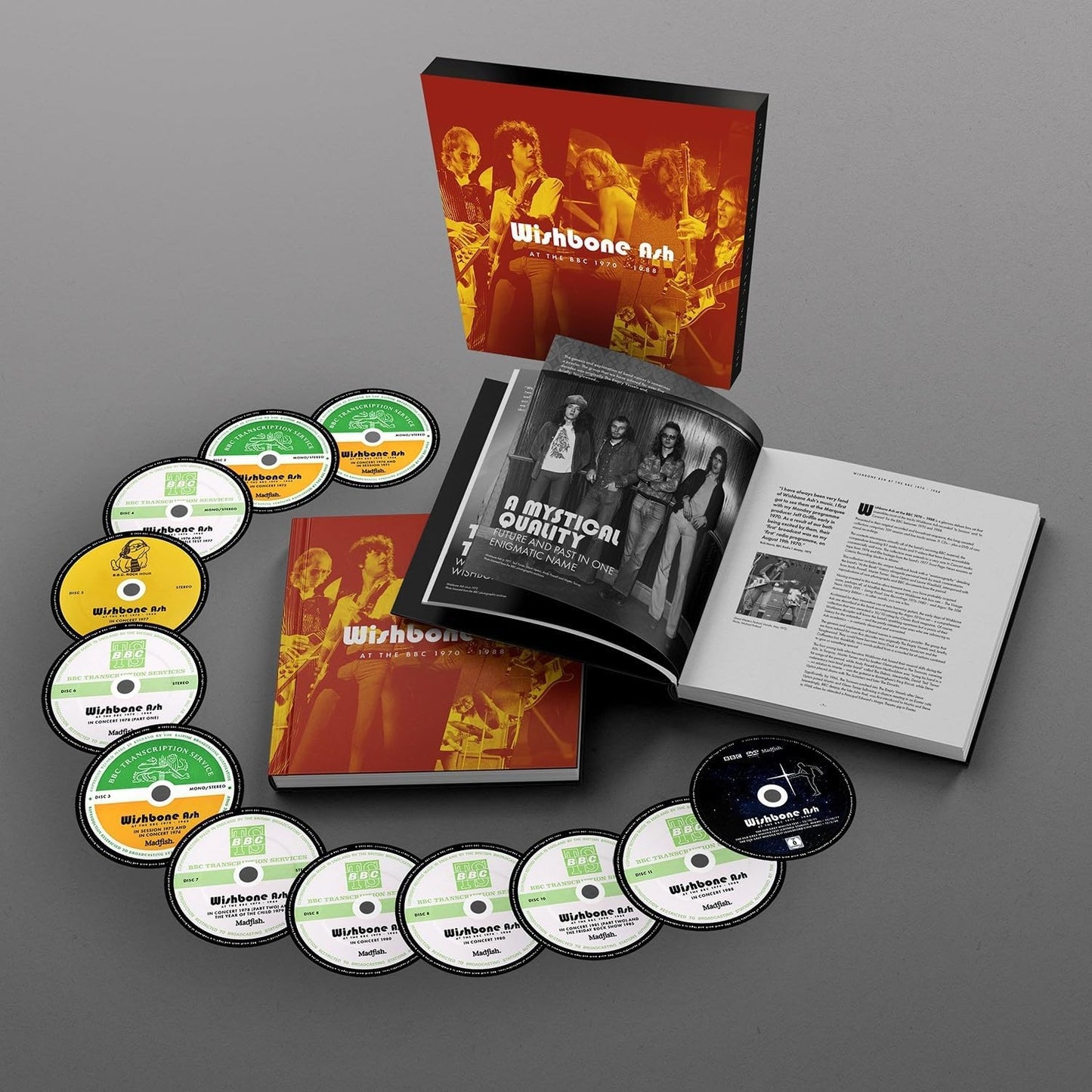Wishbone Ash At The BBC box set with discs, a book, and outer packaging.