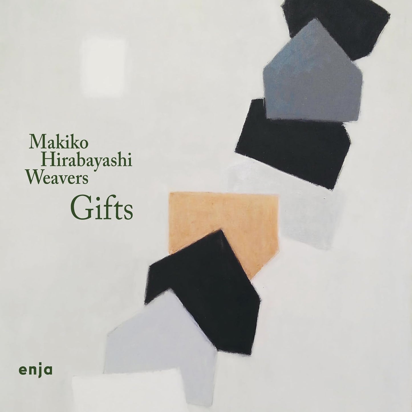 Vinyl record cover for Makiko Hirabayashi’s “Gifts” with abstract shapes.