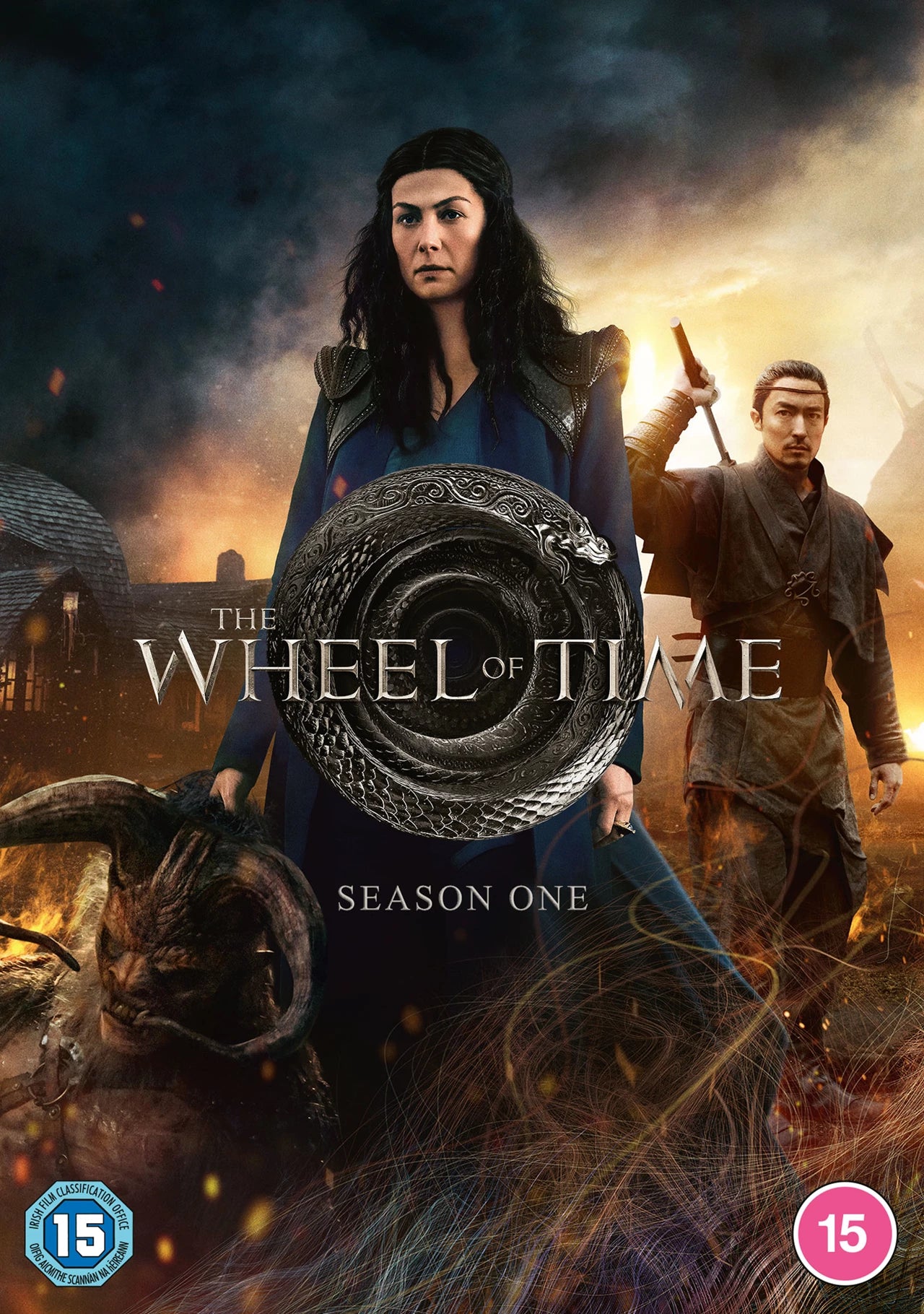 DVD cover for "The Wheel of Time" Season One, featuring characters and logo.