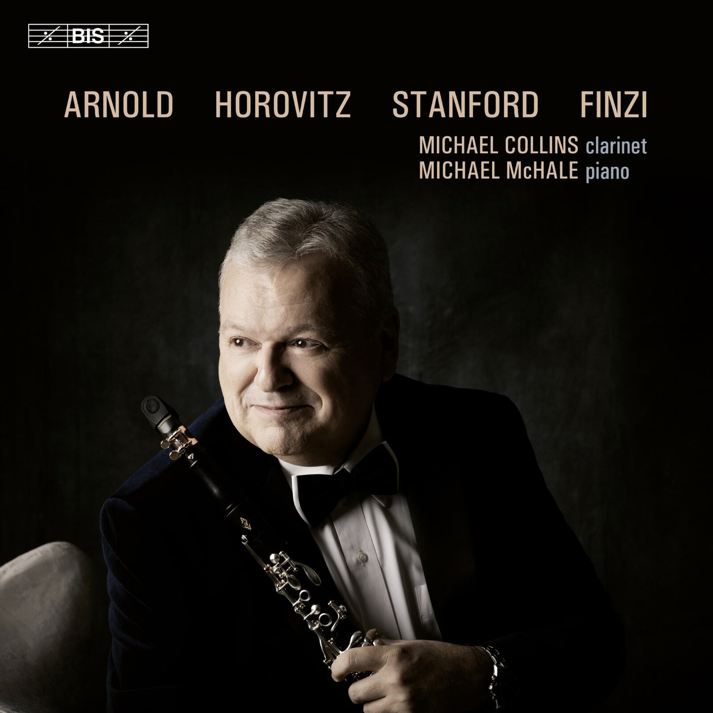 CD cover featuring clarinetist Michael Collins in formal wear.