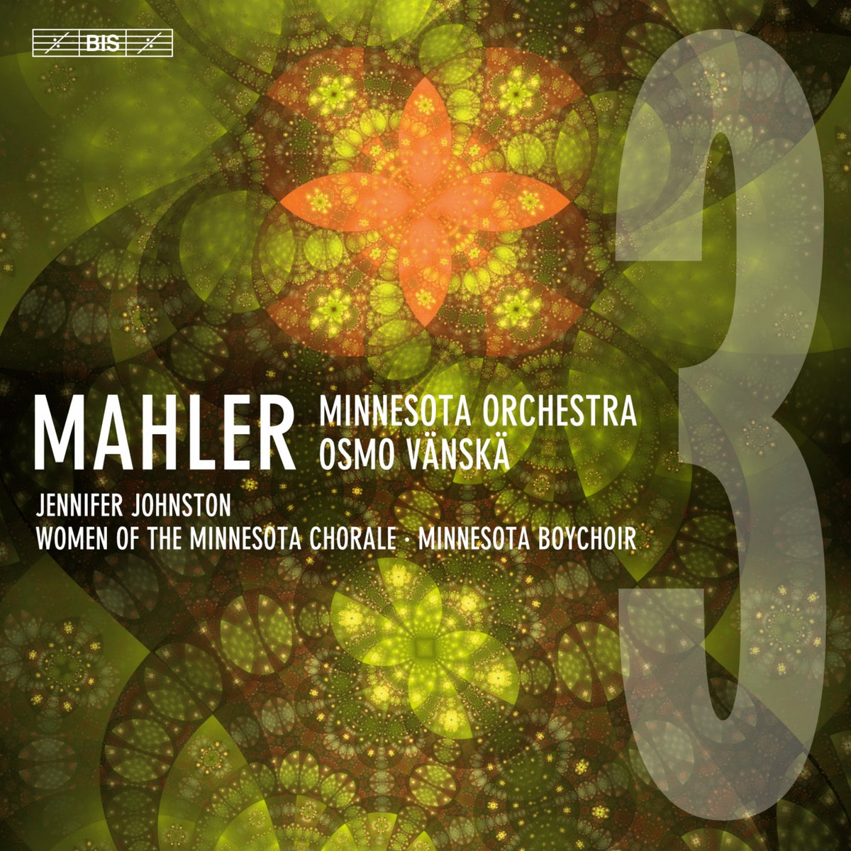 CD cover for Mahler’s Symphony 3, featuring abstract floral design and large numeral 3.
